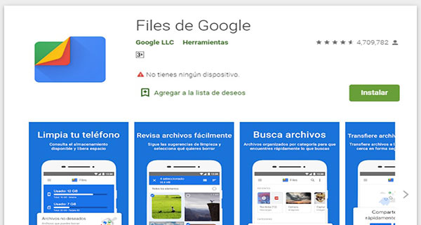 Como liberar espacio en dispositivos Android Files de Google