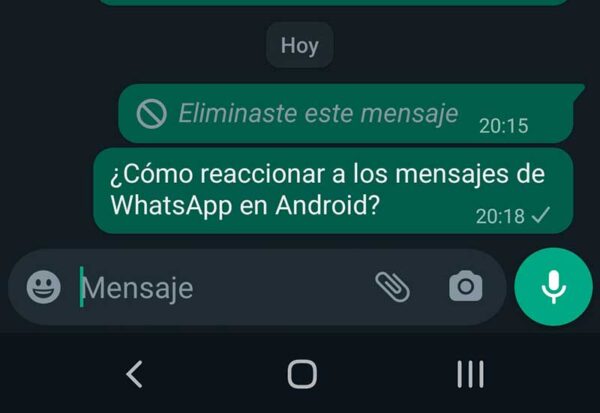 Como reaccionar a los mensajes de WhatsApp en Android