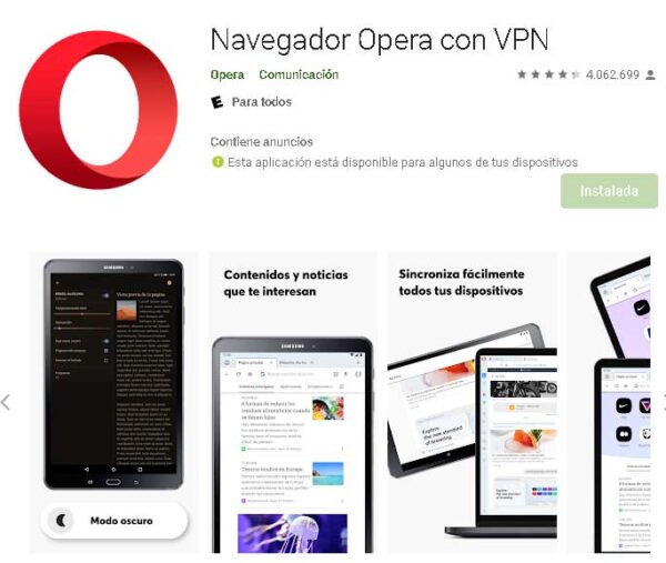 VPN gratis para Navegar Opera